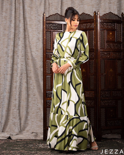 Satin Ankle Length Dress 63091
